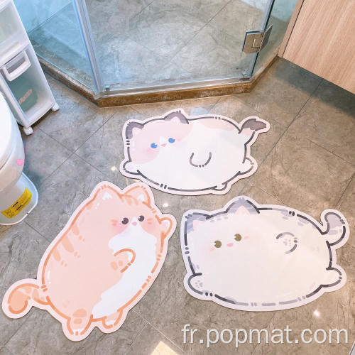 Design personnalisé tapis de bain en caoutchouc imprimé mignon de chat